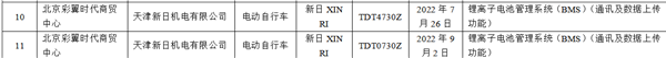 新日登北京电动自行车不合格“黑榜”：多批电池管理系统有问题